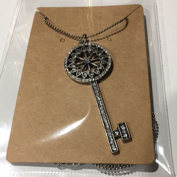 Bundle Sale 3 for $15 | Silver Tone Key Pendant Necklace | Rhinestones - Picture 7 of 10